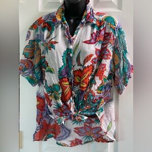 Vintage 80s. BOOM tropical blouse. M-L